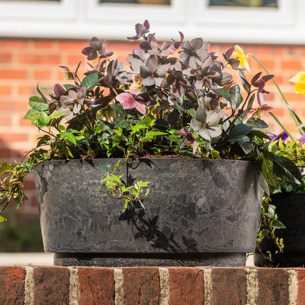 Garden Gear Caesar Charcoal Marble Effect Bowl Planter 46cm Image 2