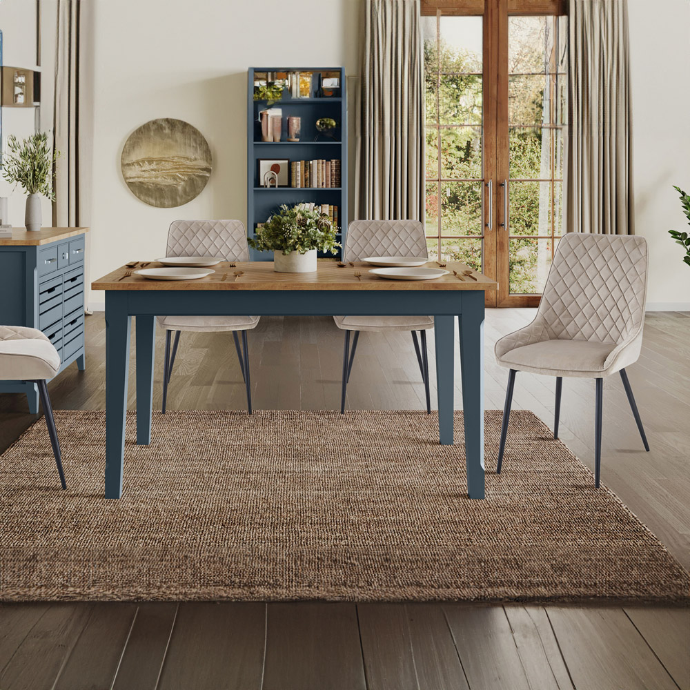 Baumhaus Signature 6 Seater Dining Table Blue and Oak Image 4