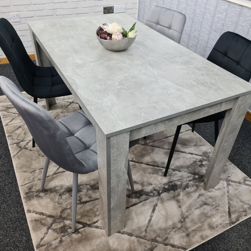 Portland Velvet 4 Seater Dining Set Stone Grey and Grey Black Image 4