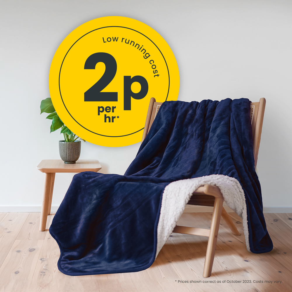 Cosi Home Navy Double Fleece and Sherpa Electric Heated Throw 150 x 200cm Image 5