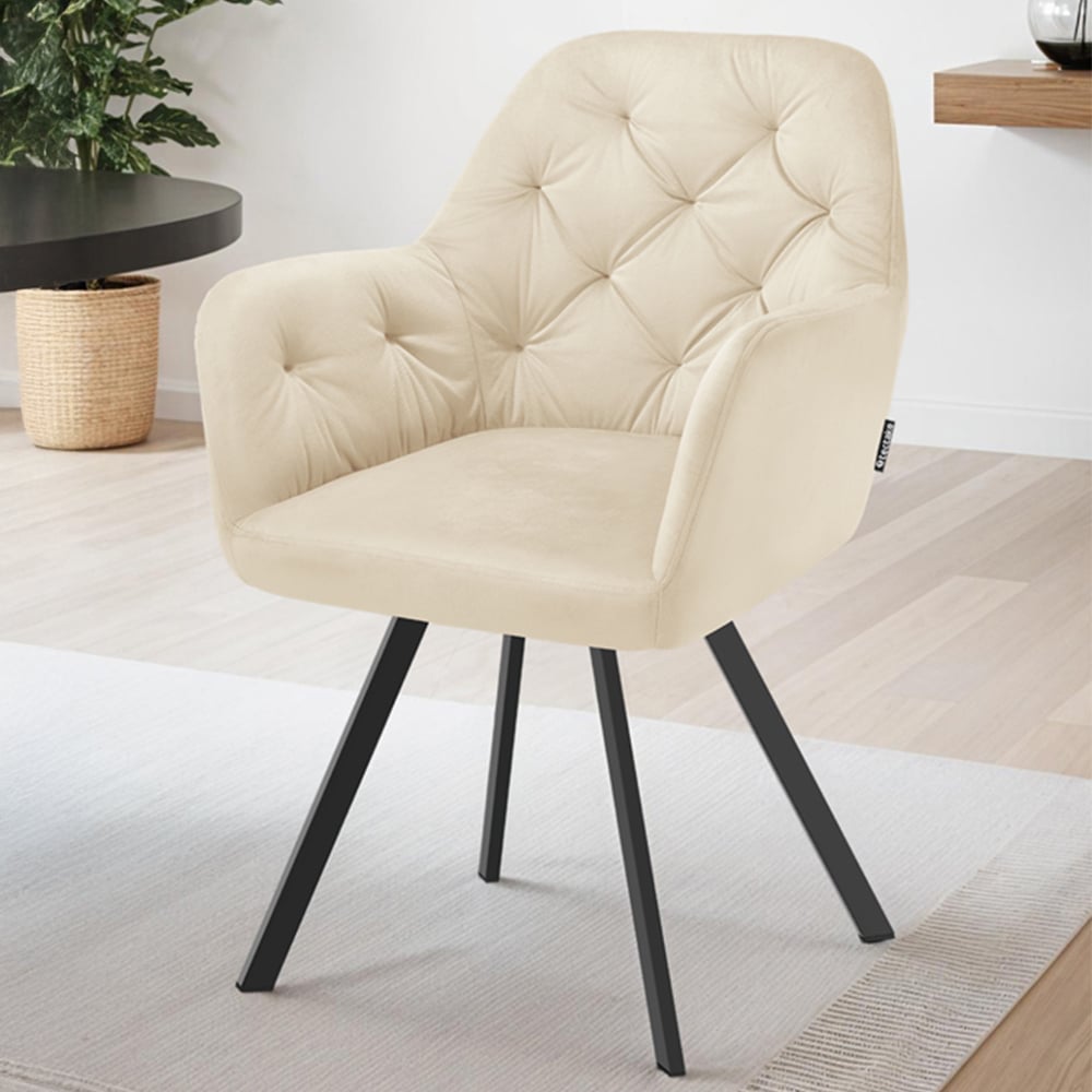 tectake Lucia Cream Quilted Armchair Image 1