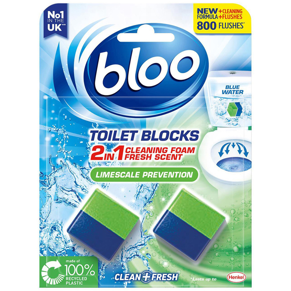 Bloo Clean+ Fresh 2 in 1 Original Blue and Limescale Prevention Foam Toilet Rim Block 7 Pack Image 3