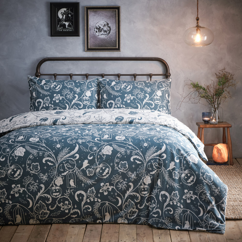 furn. Spellbound Double Stormy Grey Brushed Cotton Duvet Set Image 1