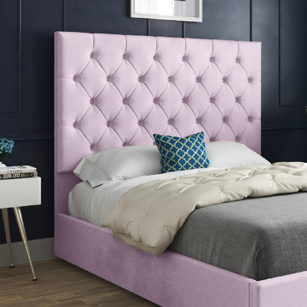 Alma Pink Super King Size Velvet Upholstered Bed Frame with Chesterfield Headboard Image 3