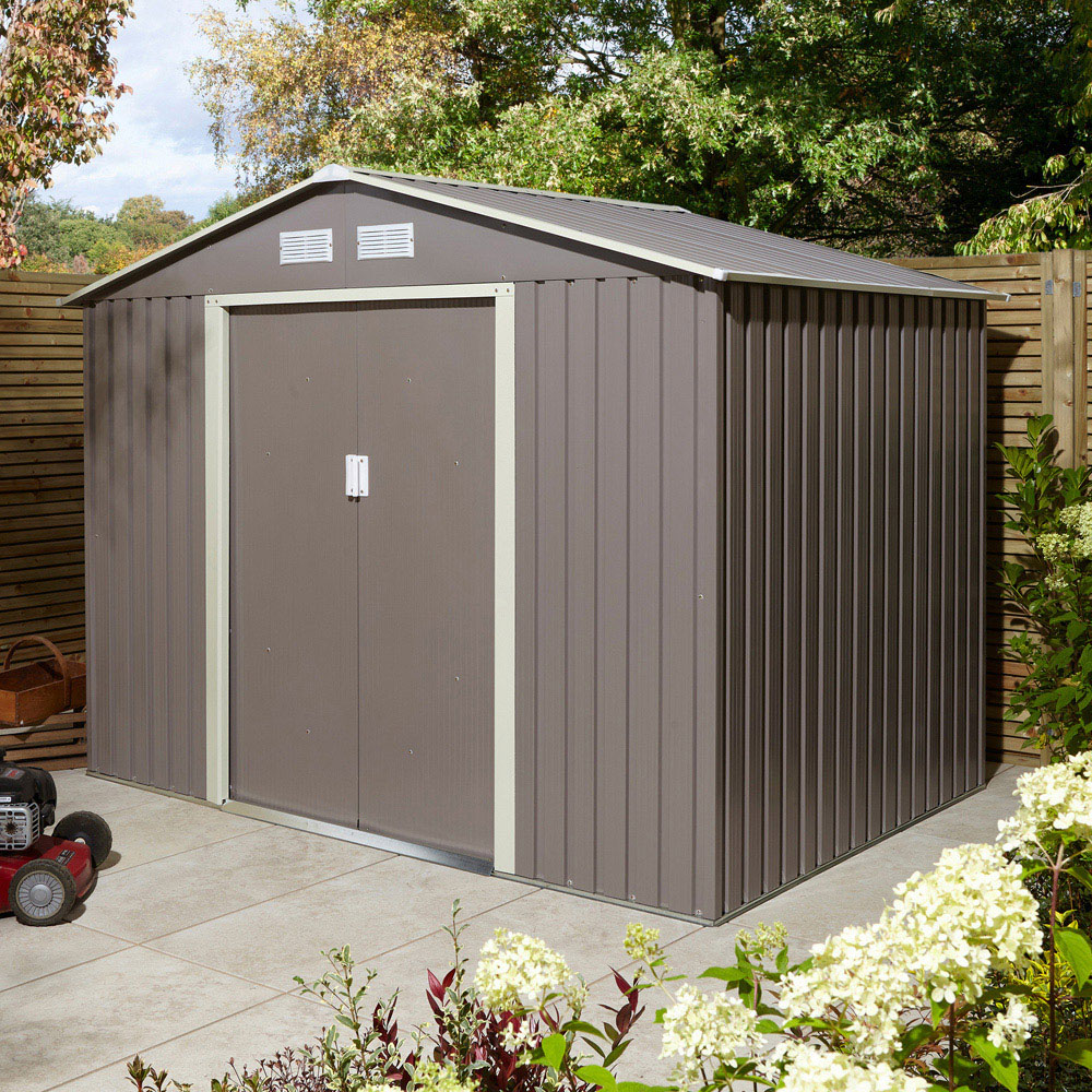 Rowlinson Trentvale Metal Apex Shed Light Grey with Foundation Kit 8 x 6ft Image 2