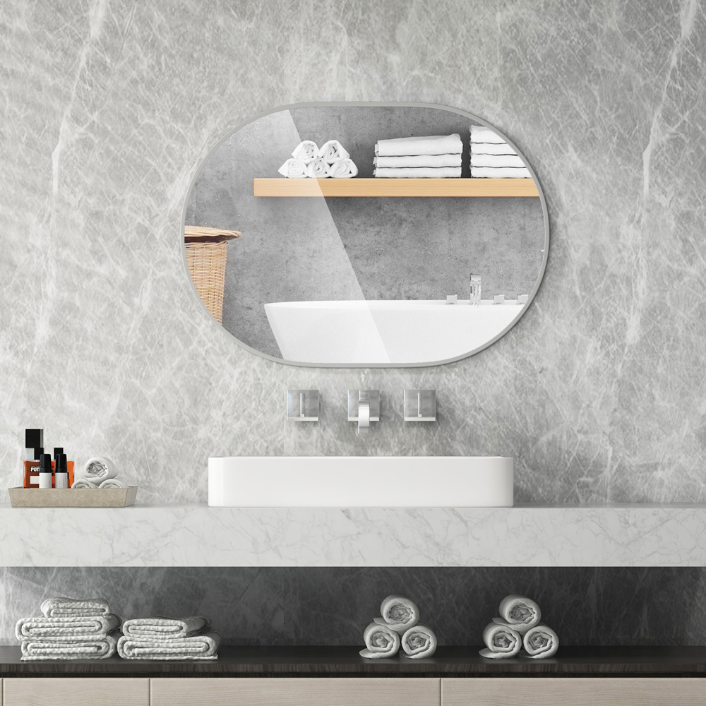 Costway Runway Oval Bathroom Mirror with Shatter Proof Film 70 x 50cm Image 6