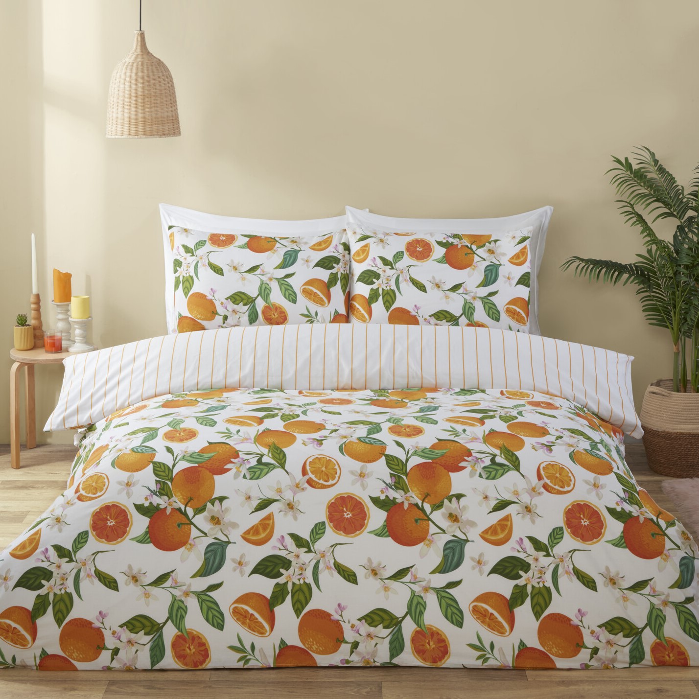 Seville Orange Duvet Set White and Orange Image 1