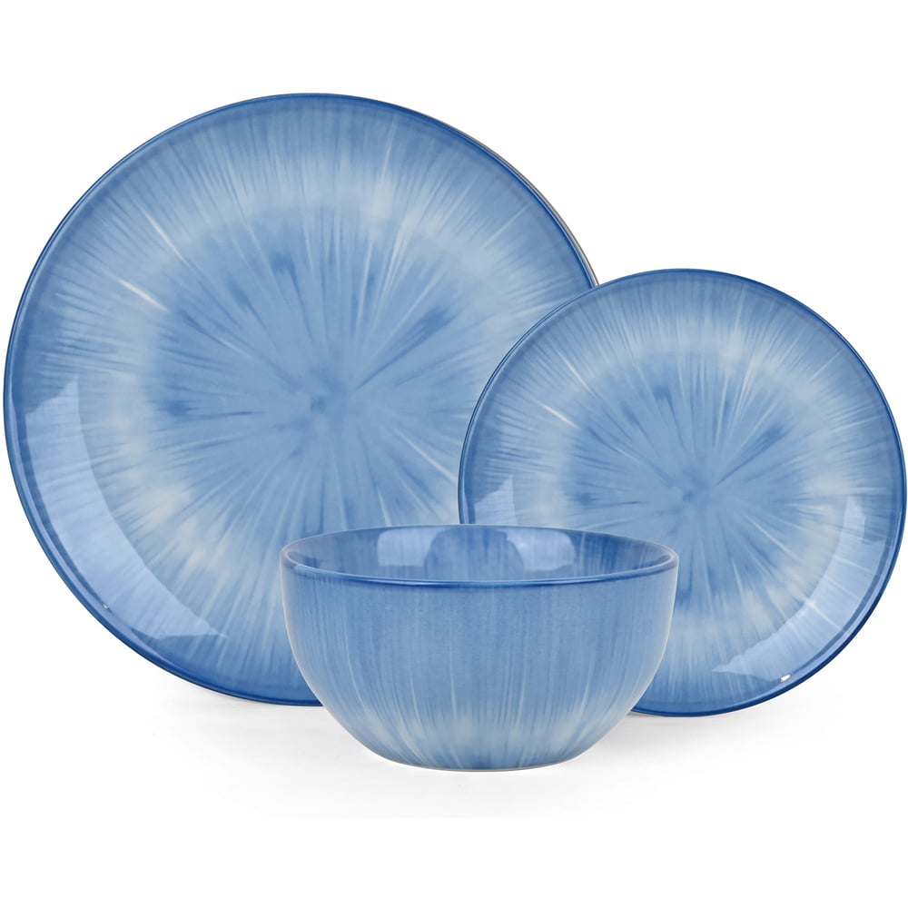 Waterside Blue Star Reactive Pad Print 12 Piece Dinner Set Image 3