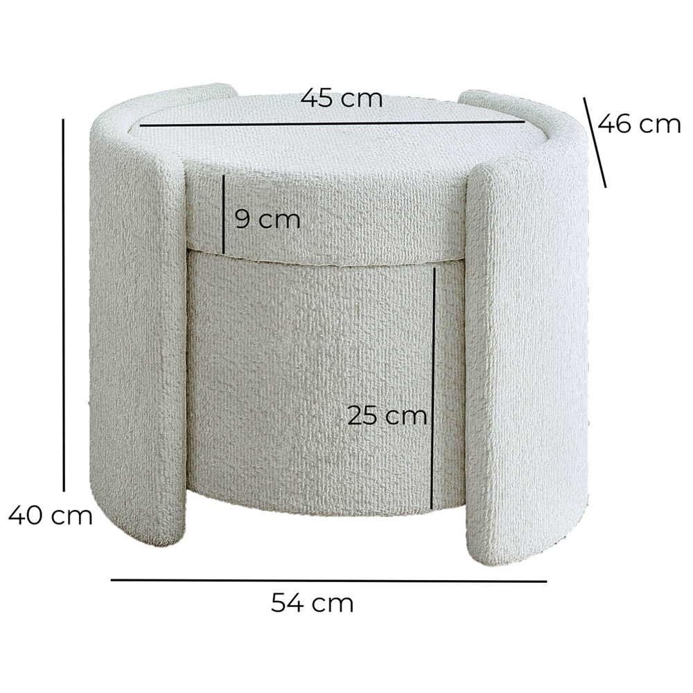 CARME Home Maeva Ivory Bouclé Storage Stool Image 8