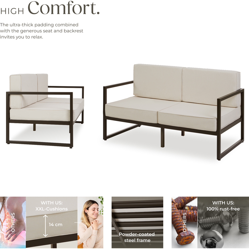 tectake Comosa 2 Seater Garden Sofa with Cushion Image 3