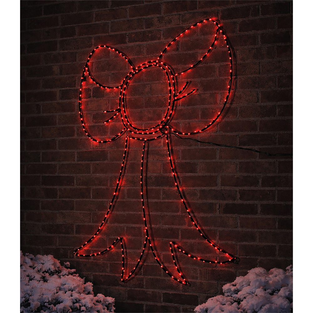 Xmas Haus 316 Red Micro LED Metal Bow Silhouette Christmas Decoration 75cm Image 2