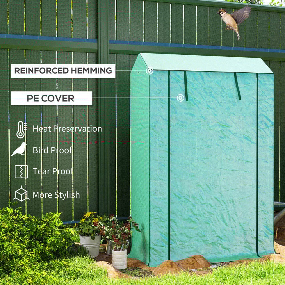 Outsunny Green 3 Shelf PE Cover 3.2 x 1.3ft Mini Greenhouse with Roll Up Door Image 4