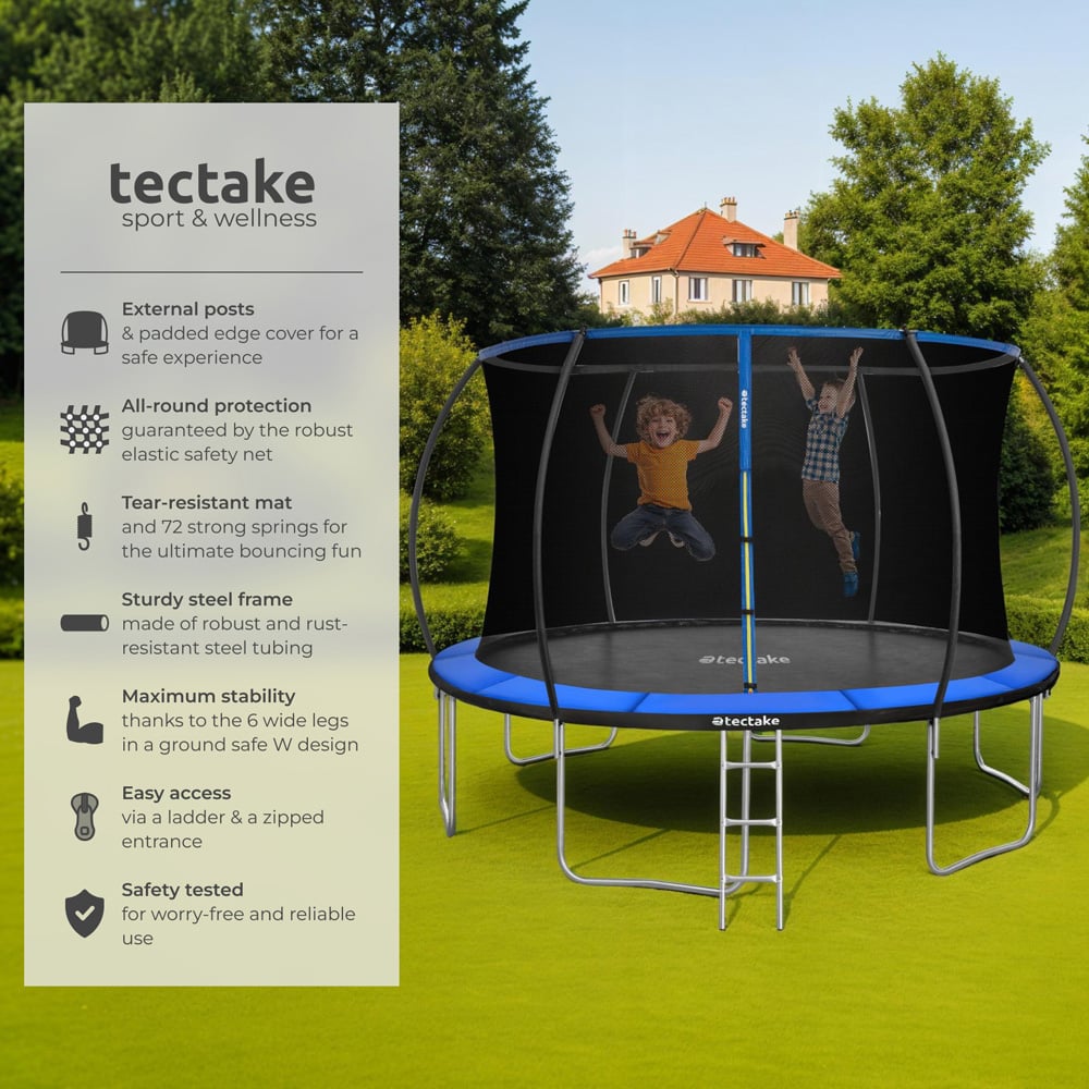 tectake Black and Blue Tear Resistant Trampoline 394 x 394cm Image 3