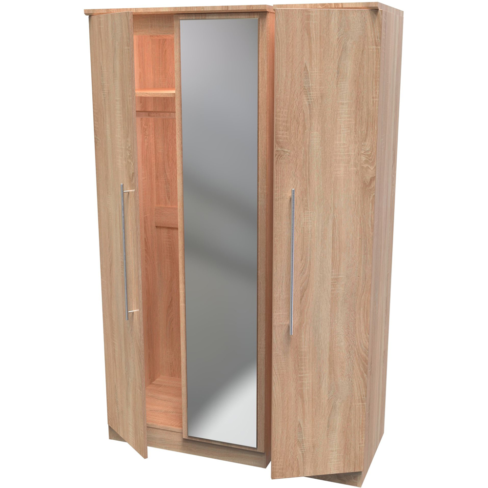 Crowndale Sherwood 3 Door Bardolino Oak Triple Mirror Wardrobe Image 6