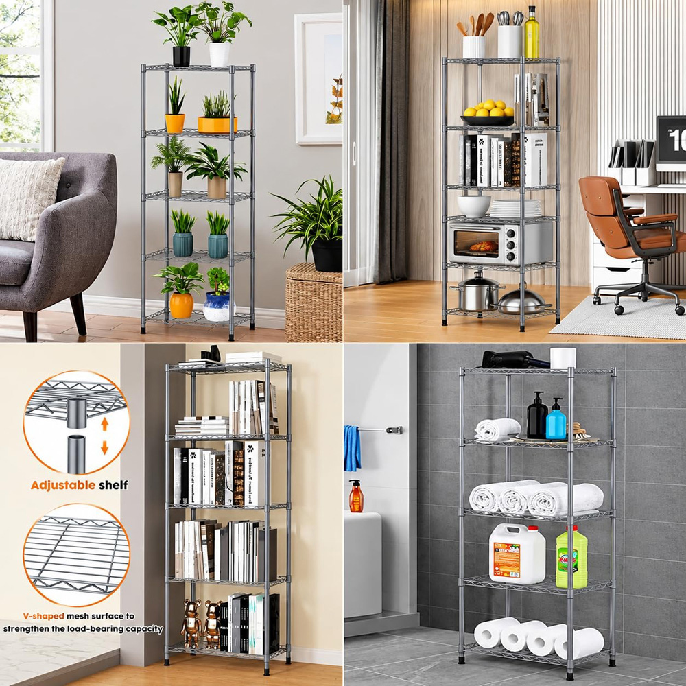 ATEK 5-Tier Silver Metal Wire Storage Rack Image 2
