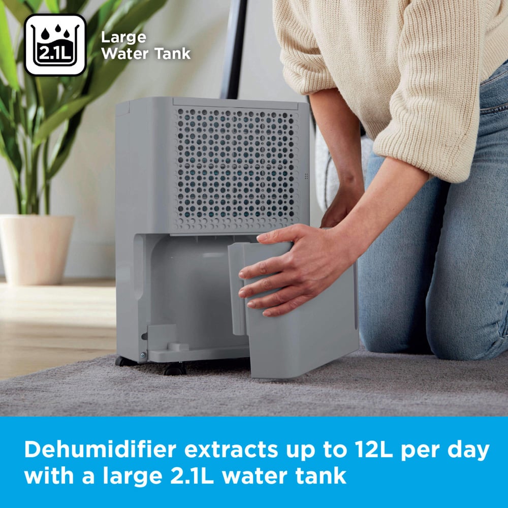 Black+Decker 12L Dehumidifier with 24H Timer and 2.1L Water Tank Image 4