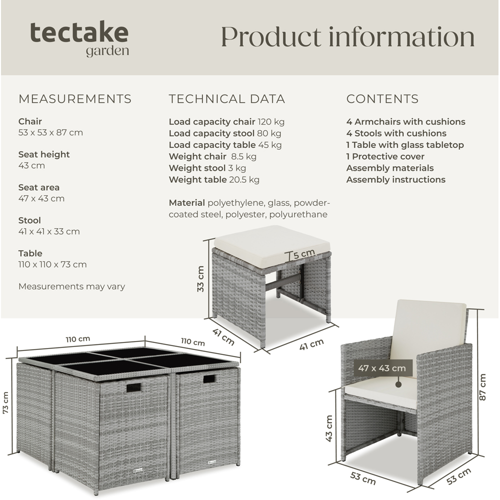 tectake Bilbao 8 Seater Garden Dining Table with Rain Cover Light Grey Image 9