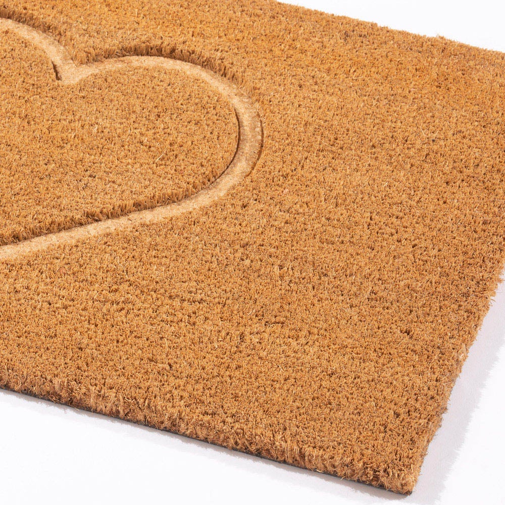Eselle Astley Pressed Heart Embossed Natural Coir Door Mat 40 x 60cm Image 3