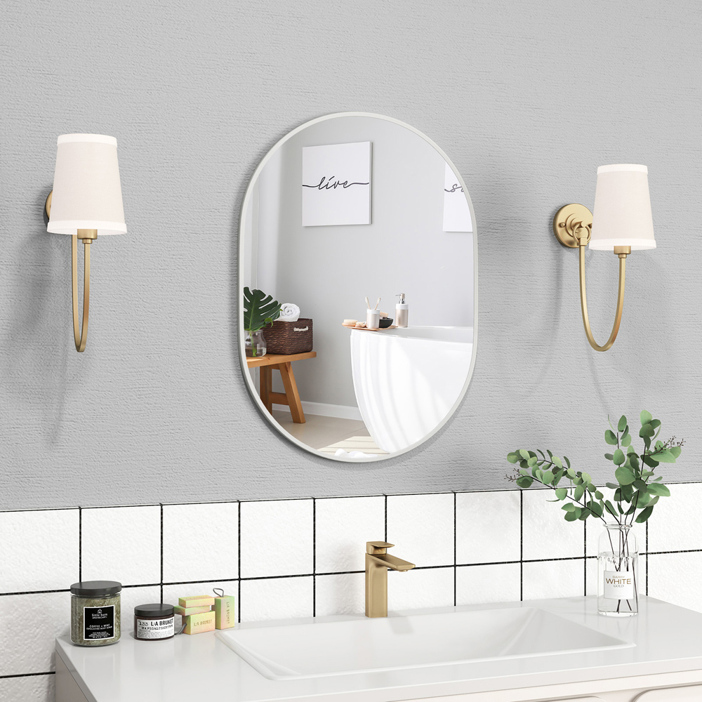 Costway Runway Oval Bathroom Mirror with Shatter Proof Film 70 x 50cm Image 2