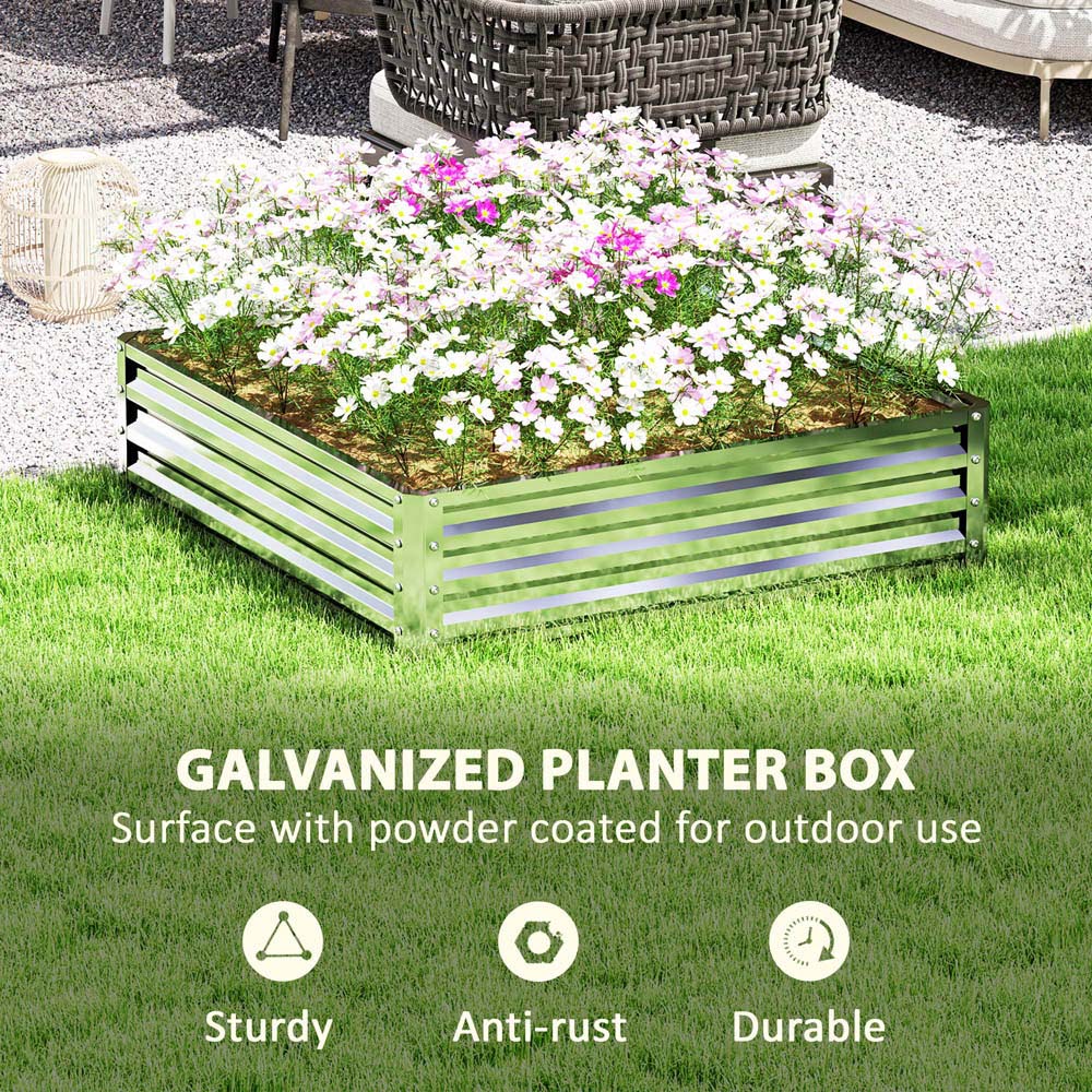 Outsunny Light Silver Tone Metal Raised Garden Bed 120 x 120cm Image 5