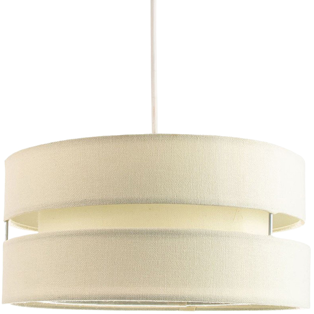 Happy Homewares Contemporary 3 Tier Cream Linen Fabric Pendant Shade Image 1