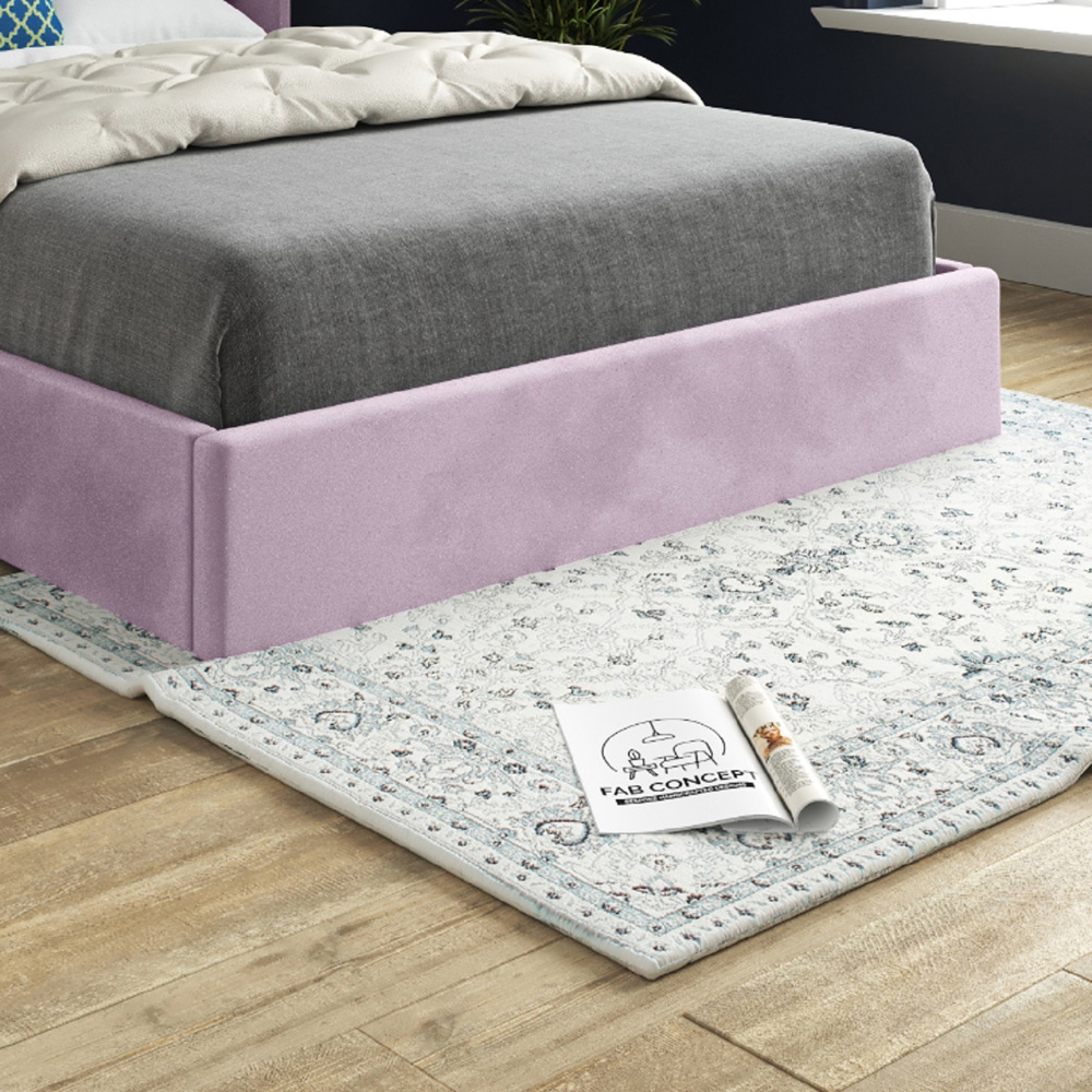 Rana Super King Size Pink Soft Velvet Upholstered Bed Frame with Curved Top Winged Headboard Image 4