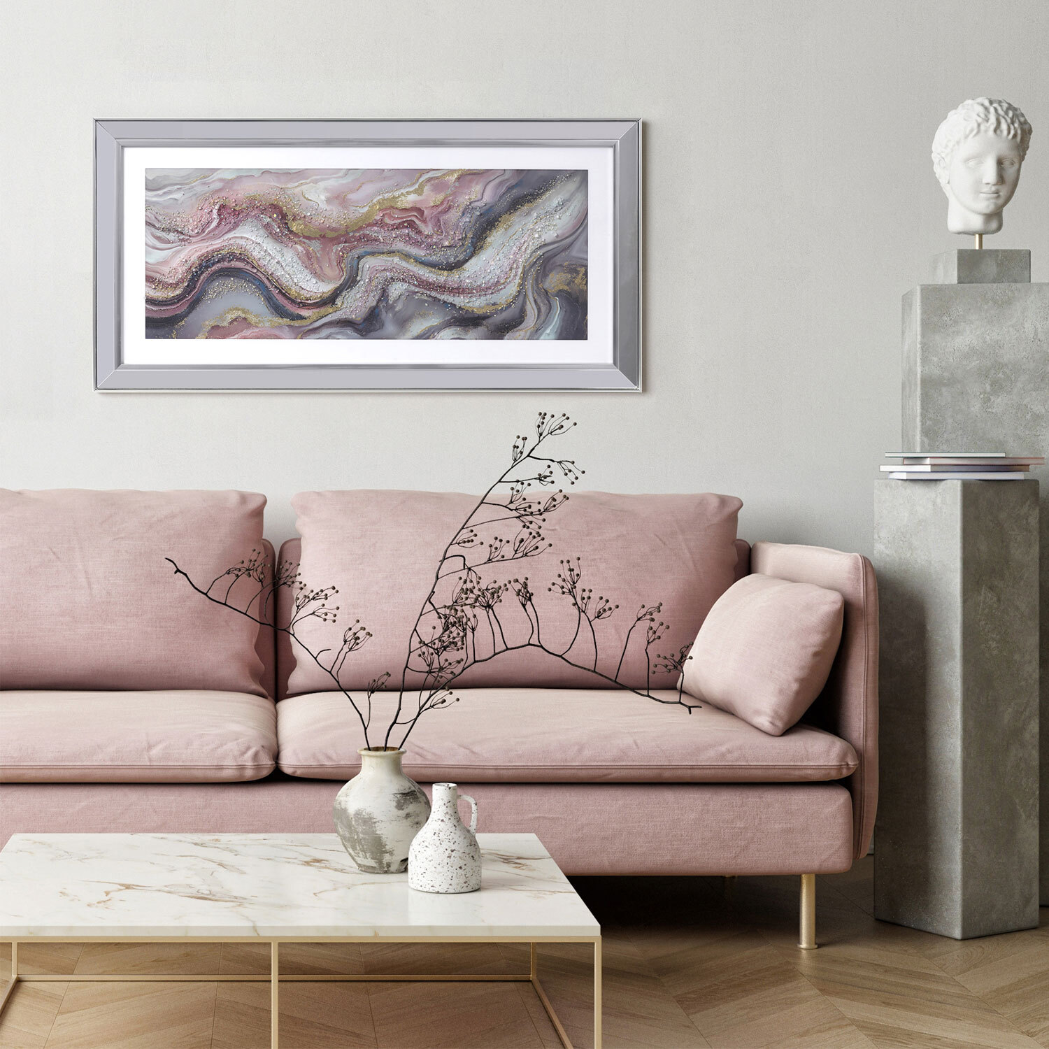Marble Embellished Wall Art - Blush Image 3