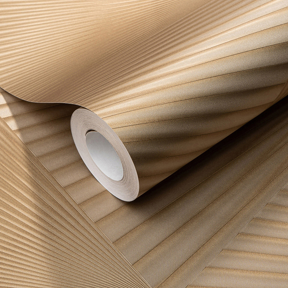 Erismann In Style Opulent 3D Effect Geometric Gold Satin Finish Vinyl Wallpaper Image 2