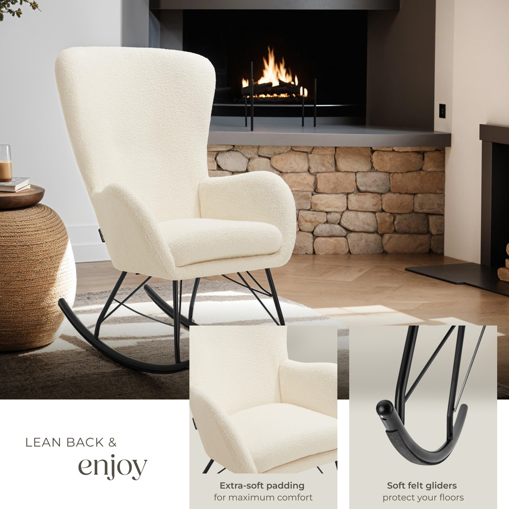 tectake Cream and Black Swing Rocking Chair Image 4