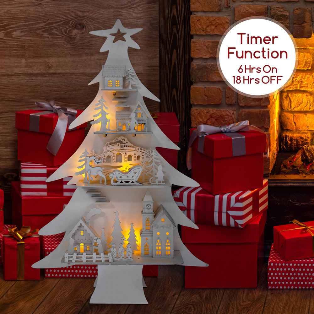 The Christmas Workshop LED Wooden City in Tree Decoration Image 7