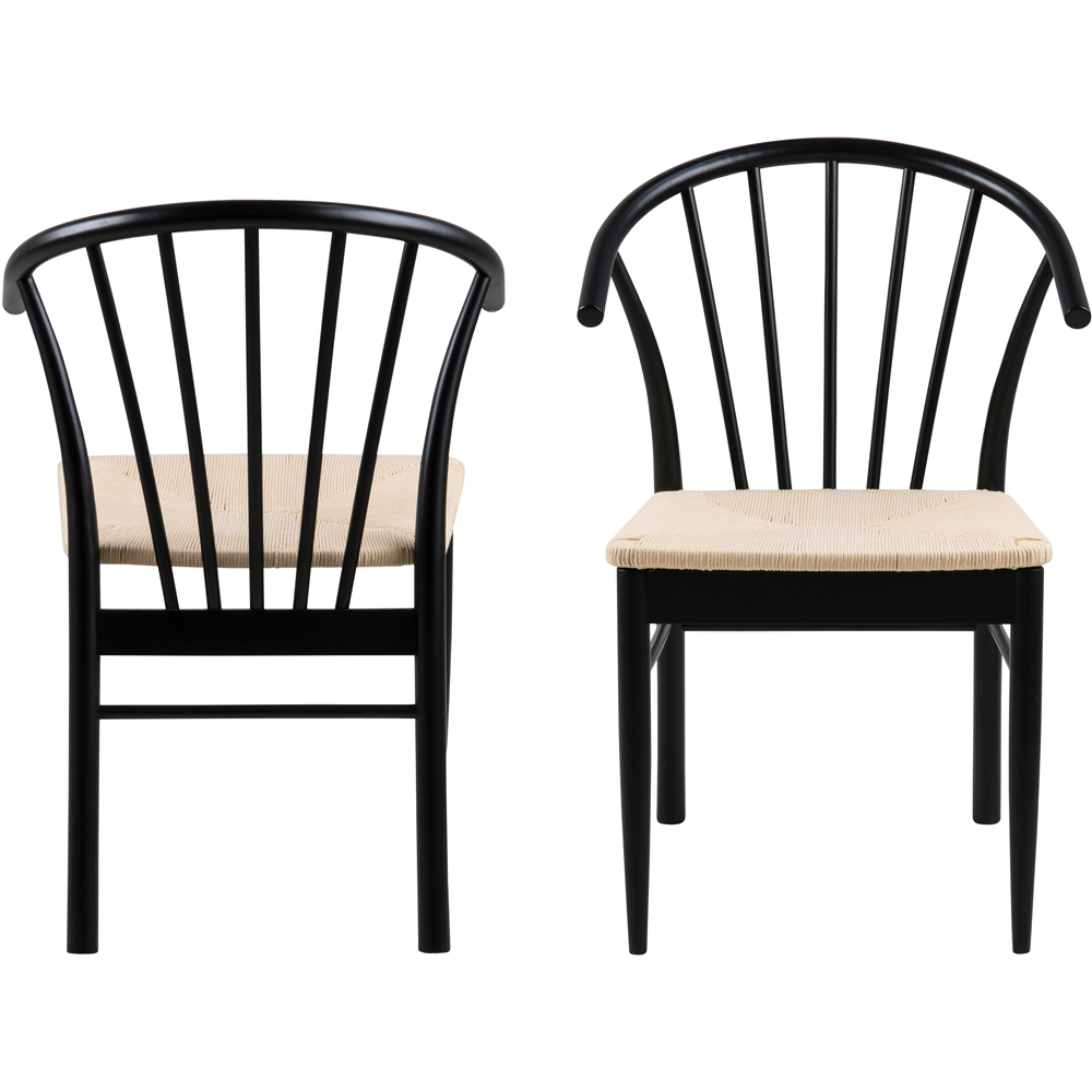 Florence Cassandra Set of 2 Black Dining Chairs with Armrest Image 2