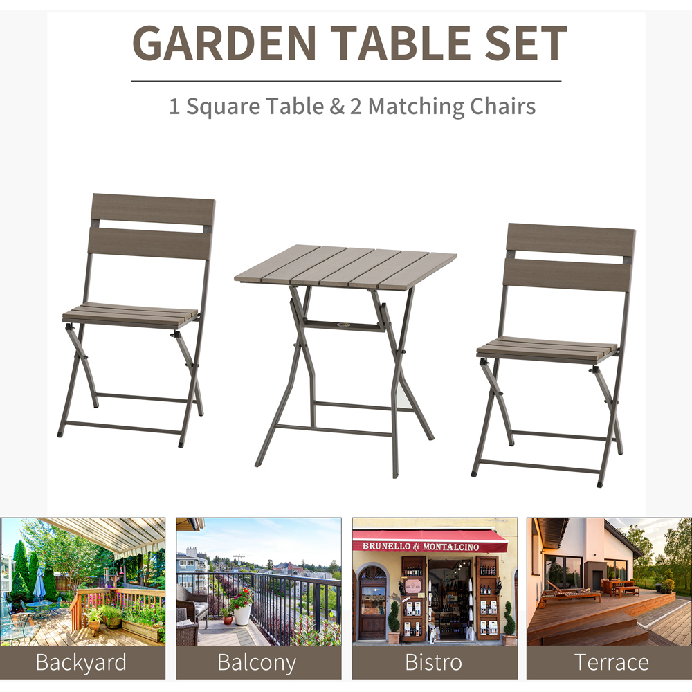 Outsunny Foldable 2 Seater Garden Bistro Set Grey Image 4