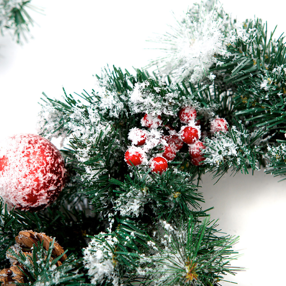 Best Artificial Red Frosted Christmas Garland 370cm Image 2