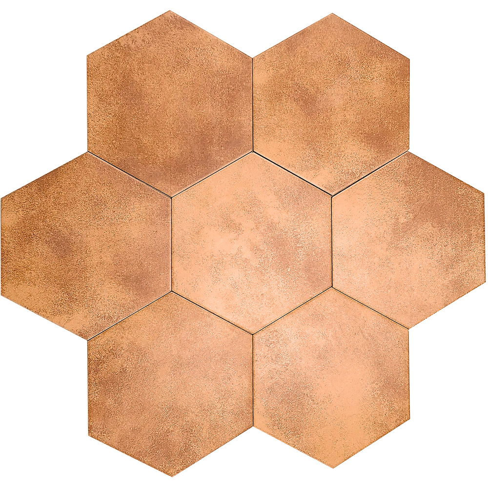 Top Ceramics Brown Copper Hexagon Porcelain Wall Tile 215 x 250mm Image 2