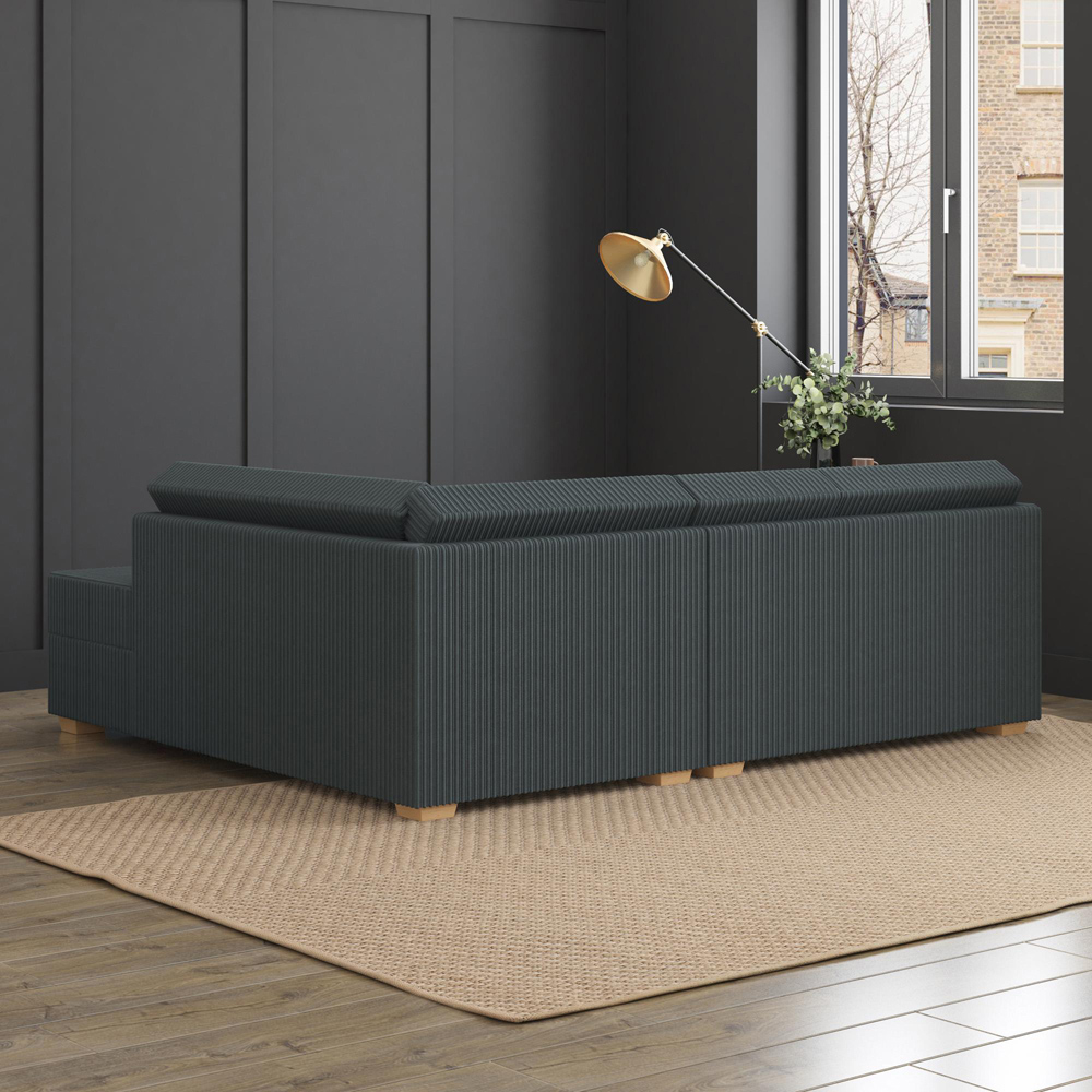 Modo 3 Seater Charcoal Jumbo Cord Right Hand Fixed Back L-Shape Corner Sofa Image 8