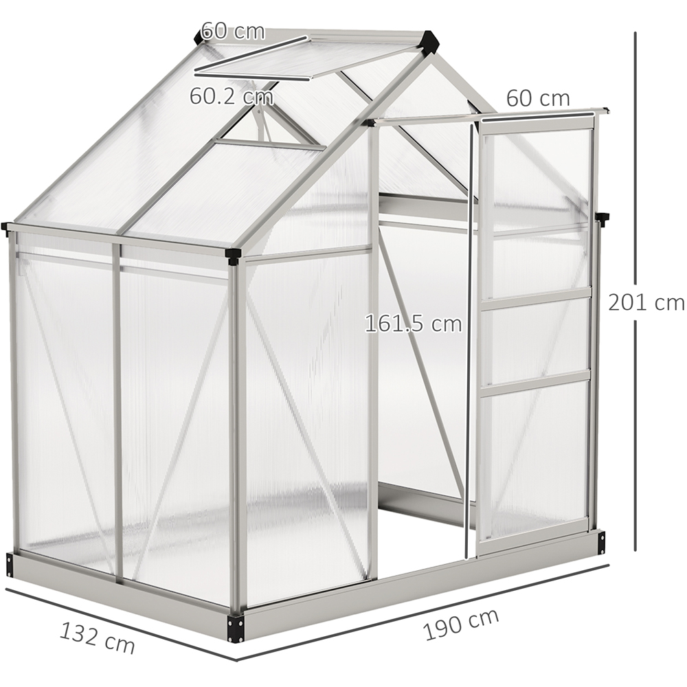 Outsunny Galvanised Aluminium Polycarbonate 6 x 4ft Walk-In Greenhouse Image 9