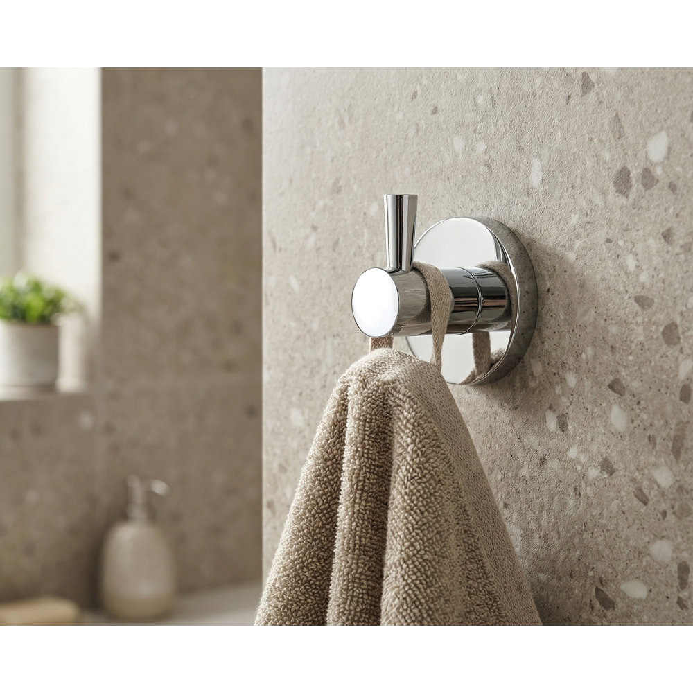 Bristan Solid Brass Chrome Wall Mounted Round Robe Hook Image 2