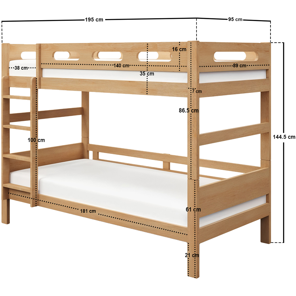 Flair Elijah Natural Detachable Wooden Bunk Bed Image 7