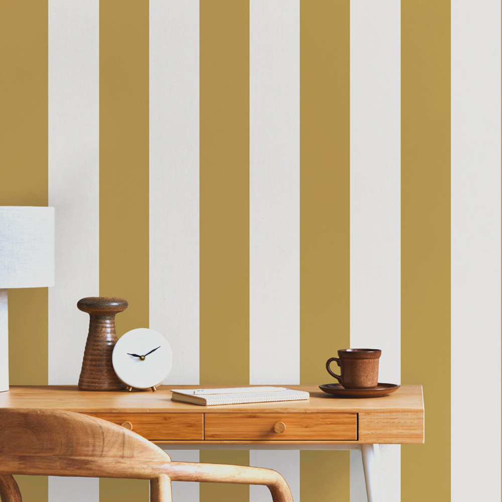 Fine Decor Juliette Stripe Ochre Wallpaper Image 3