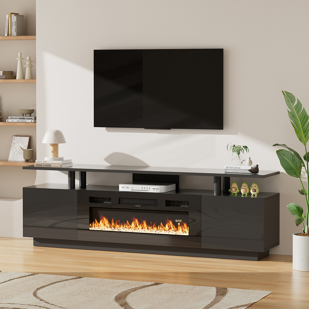 Living and Home 2-in-1 Recessed Electric Fireplace Heater TV Stand 1800W 70 inch Image 5