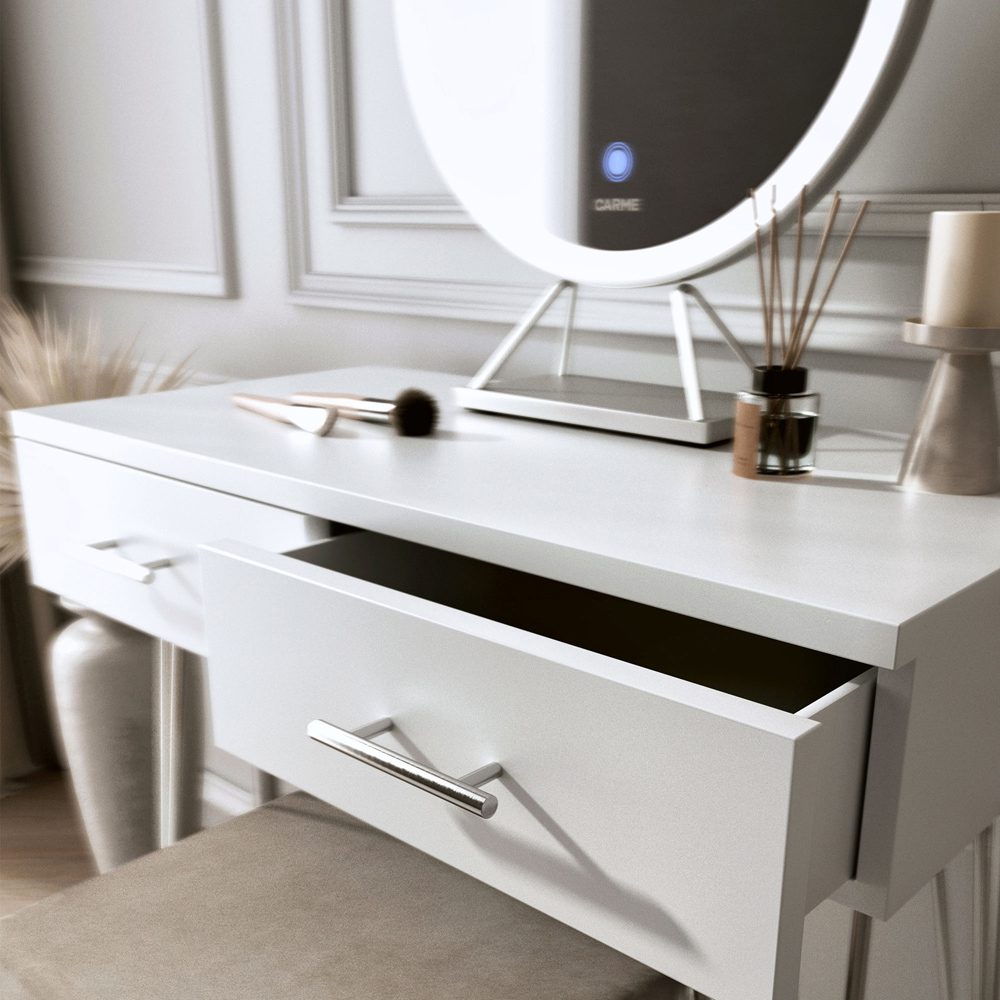 CARME Home Olivia 2 Drawer Dressing Table Set with LED Mirror Image 5