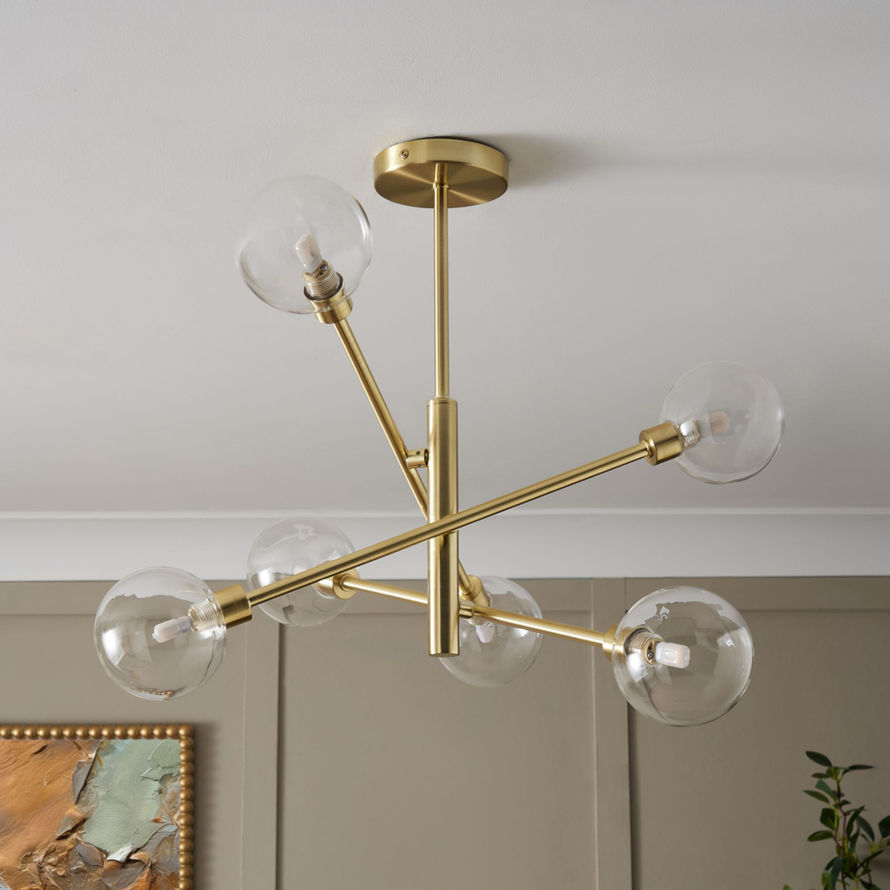 Inlight Sola 6 Light Semi Flush Black Ceiling Light Image 2