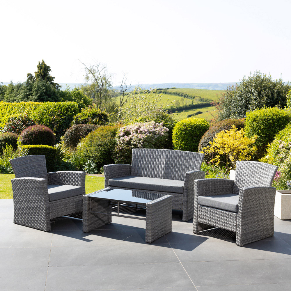 Artemis Home Covea 4 Seater Dark Grey Rattan Lounge Set with Cushion Image 7