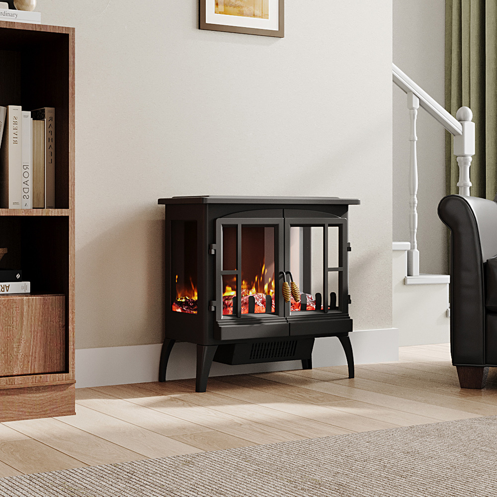Living and Home Black Freestanding Electric Fireplace Heater 2000W 24 inch Image 7