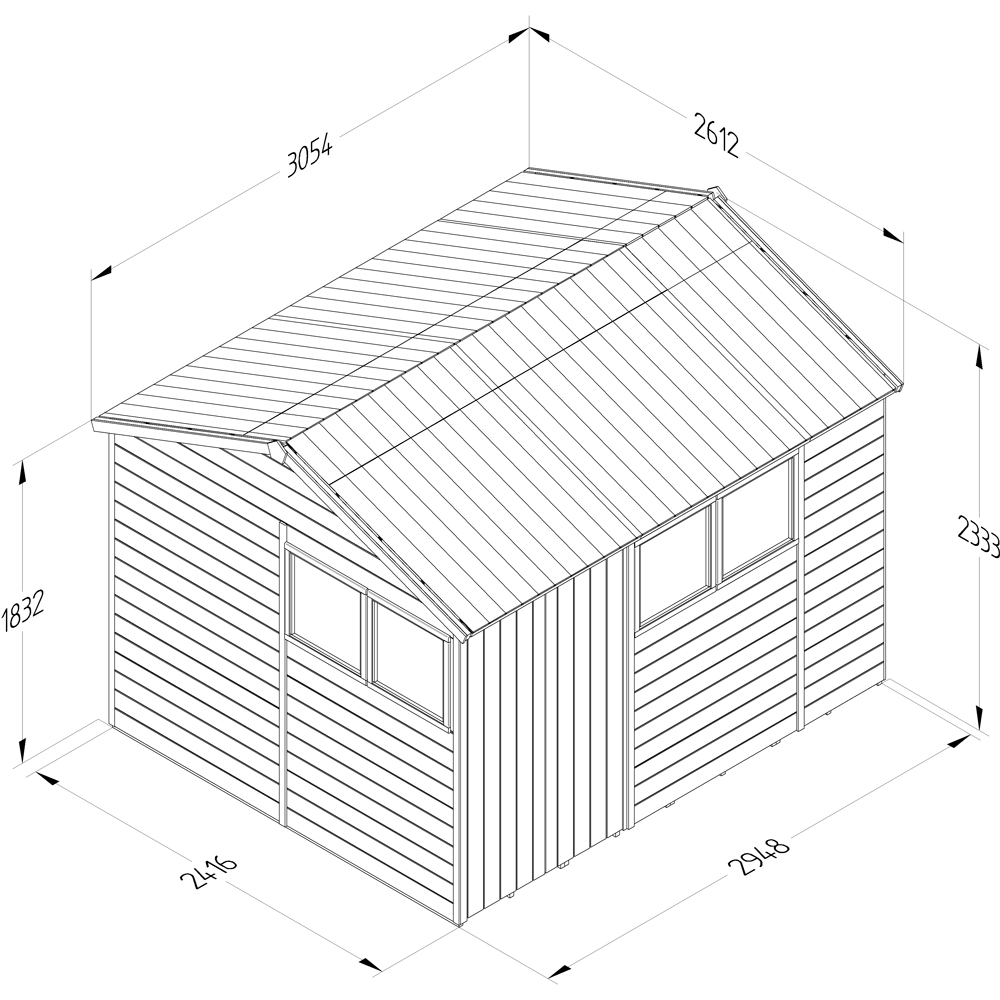 Forest Garden Timberdale 10 x 8ft 2 Opening Tongue and Groove Reverse Apex Garden Shed Image 9
