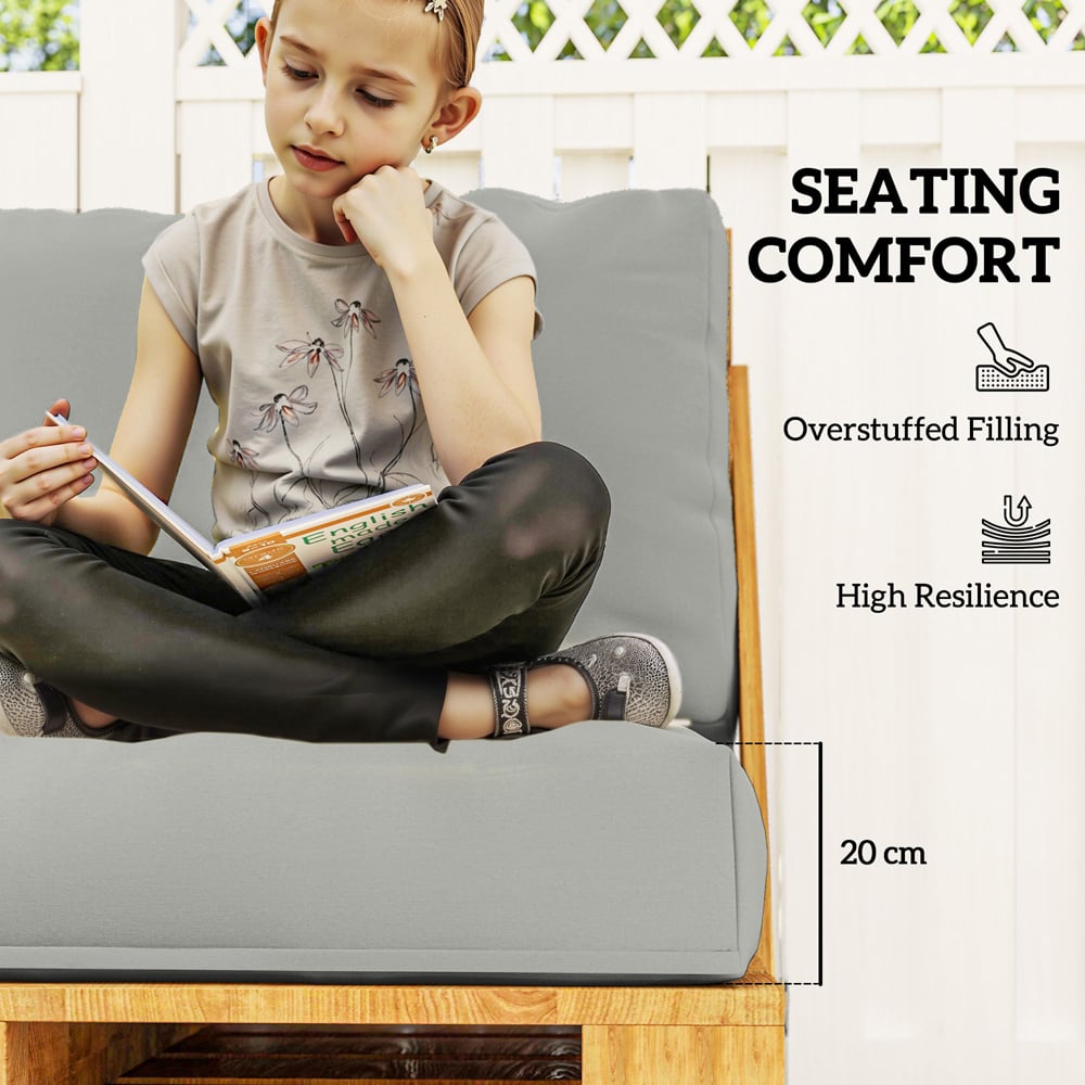 Outsunny 2 Seater Light Grey Garden Pallet Cushions 125 x 120cm 2 Pack Image 8