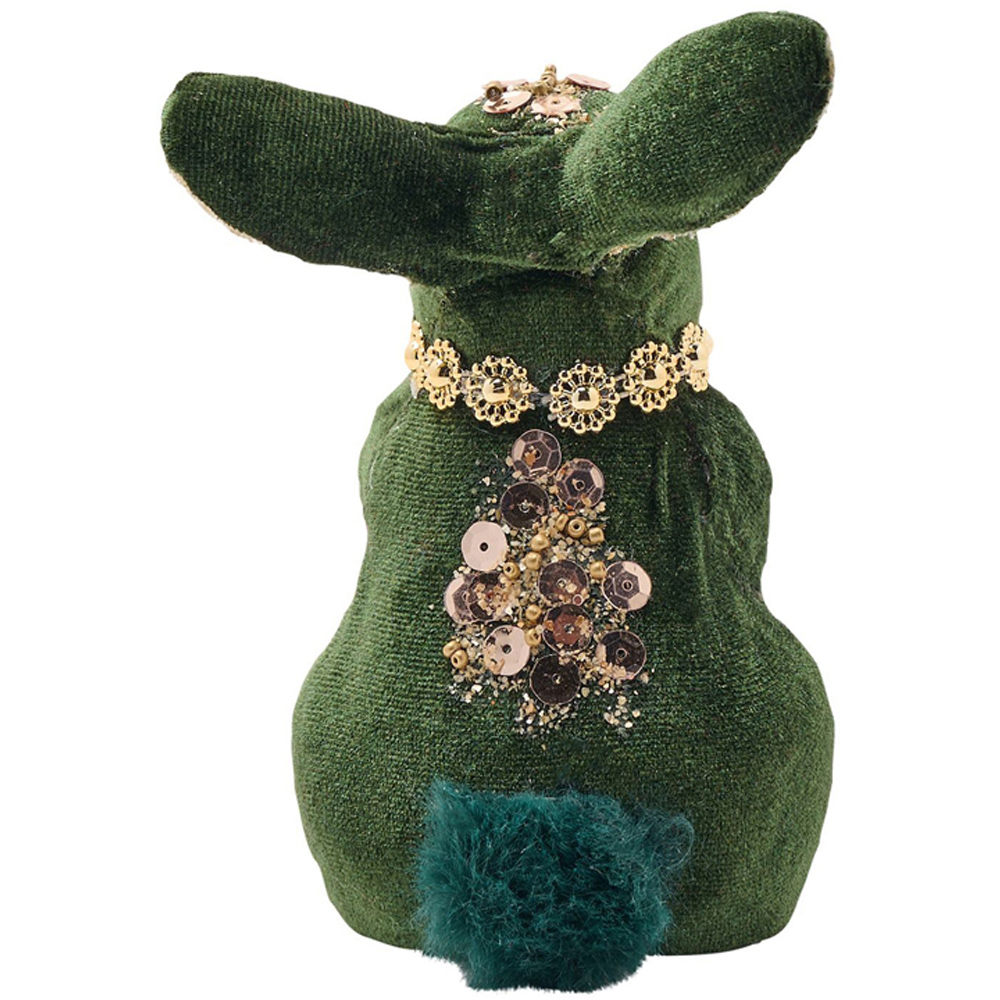 The Christmas Gift Co Green Velvet Rabbit Hanging Decoration Image 4