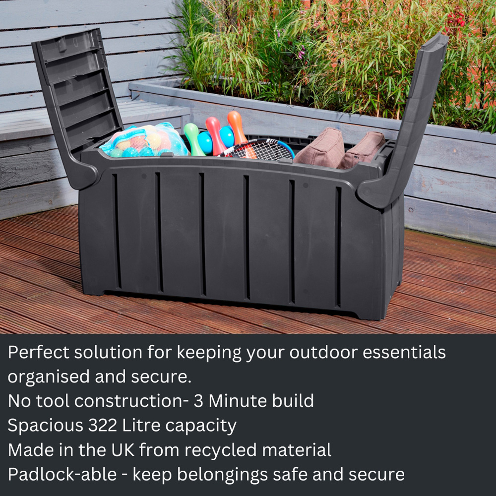 Strata 322L Black Garden Storage Box Image 4