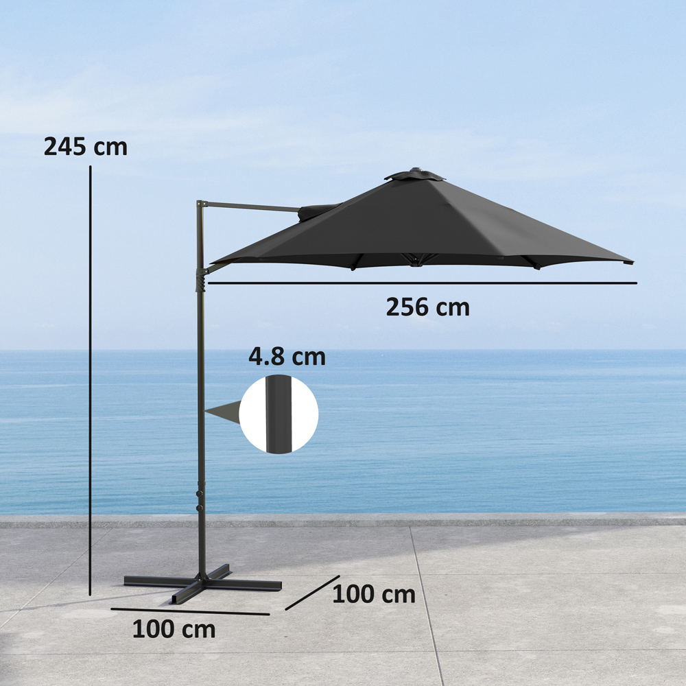 Outsunny Black Rotating Offset Roma Parasol 2.5m Image 9