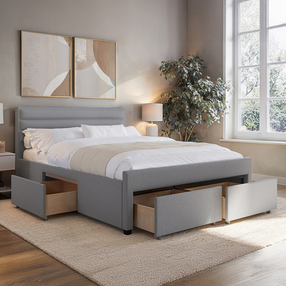 Flair Heybrook King Size Grey 4 Drawer Bed Image 5